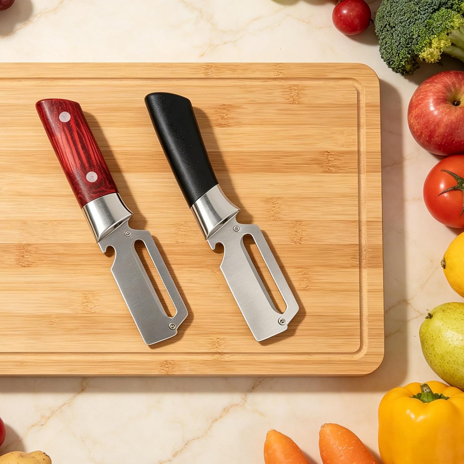 Vegetable Peeler with Stainless Steel Blade & Bottle Opener, Multi‑Use Fruit and Potato Peeler for Apples, Potatoes, Carrots, Pumpkin & Zucchini – Easy Grip Kitchen Tool (Silver/1 piece)