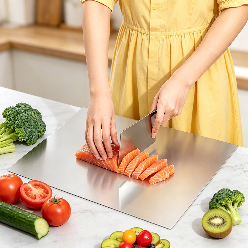 Stainless Steel Cutting Boards for Kitchen, Kneading Cutting Board Mats, Metal Cutting Board for Meat, Fruits, Vegetables, Bread, and Baking Small Cutting Boards
