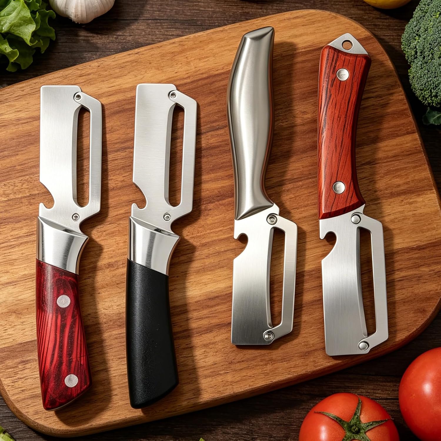 Vegetable Peeler with Stainless Steel Blade & Bottle Opener, Multi‑Use Fruit and Potato Peeler for Apples, Potatoes, Carrots, Pumpkin & Zucchini – Easy Grip Kitchen Tool (Silver/1 piece)